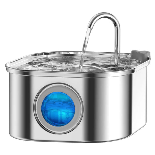 Bebedouro automático inteligente para animais de estimação em aço inoxidável, 3,2 litros, para gatos e cães, com visor de nível e acessórios para animais de estimação.