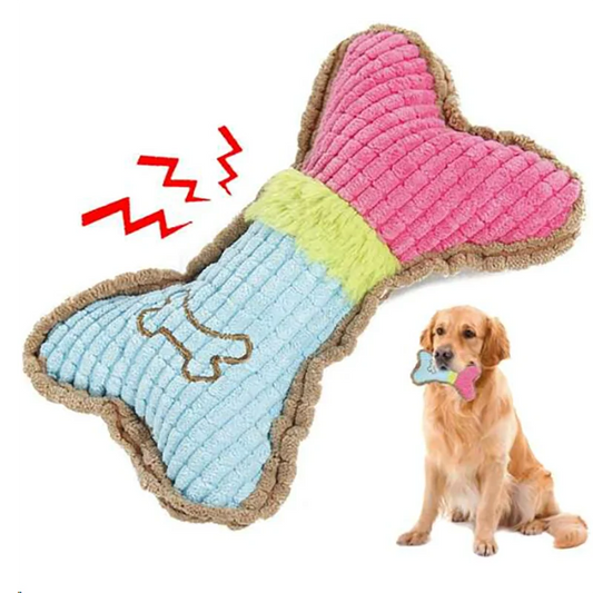 1 brinquedo de pelúcia em formato de osso para cães de pequeno e médio porte, ideal para mastigar e limpar os dentes de filhotes.