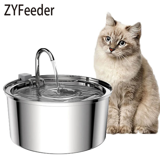 Bebedouro automático de aço inoxidável para animais de estimação, fonte de água USB silenciosa para cães e gatos com filtro.